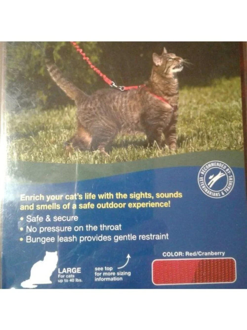 PetSafe Come With Me Kitty Harness & Bungee Leash Large Red/Cranberry New